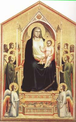 GIOTTO di Bondone Enthroned Madonna with Saints (mk08) Norge oil painting art